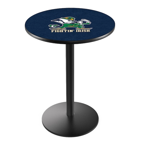 42" Blk Wrinkle Notre Dame Leprechaun Pub Table, 36" dia. Top